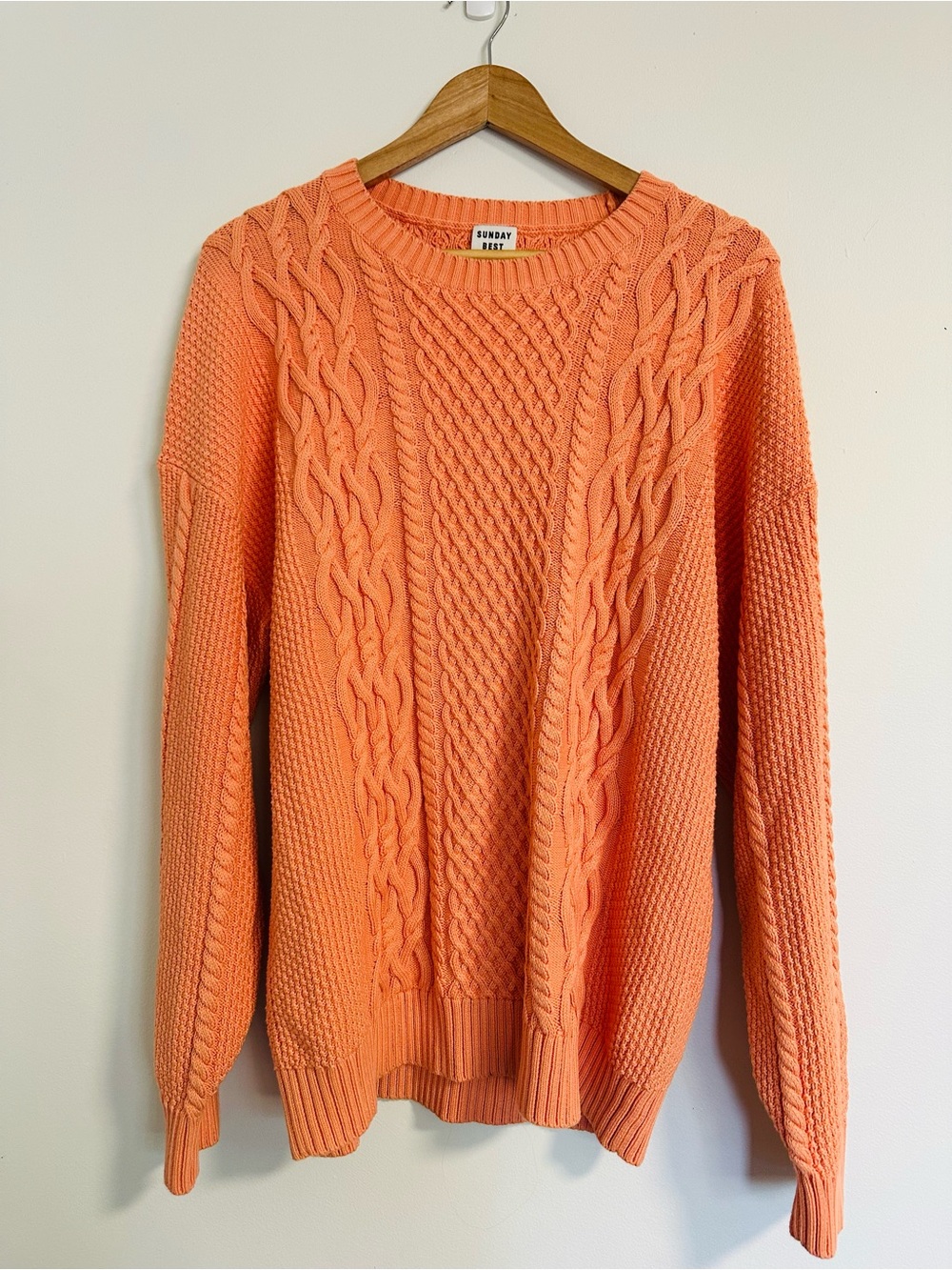 Aritzia Sunday Best Peach Knit Peggy Sweater Oversized 100% Cotton Women’s Small